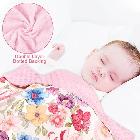 DAYEEBALL بطانيات الأطفال للفتيات والفتيان، بطانية طفل صغير مع طبقة مزدوجة منقط لدعم طفل حديث الولادة، 30x40 بوصة الأرجواني الأزهار بطانية سرير الطفل للحضانة، مقعد سيارة الطفل، والحيوانات الأليفة in Kuwait
