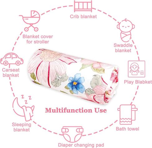 DAYEEBALL بطانيات الأطفال للفتيات والفتيان، بطانية طفل صغير مع طبقة مزدوجة منقط لدعم طفل حديث الولادة، 30x40 بوصة الأرجواني الأزهار بطانية سرير الطفل للحضانة، مقعد سيارة الطفل، والحيوانات الأليفة in Kuwait