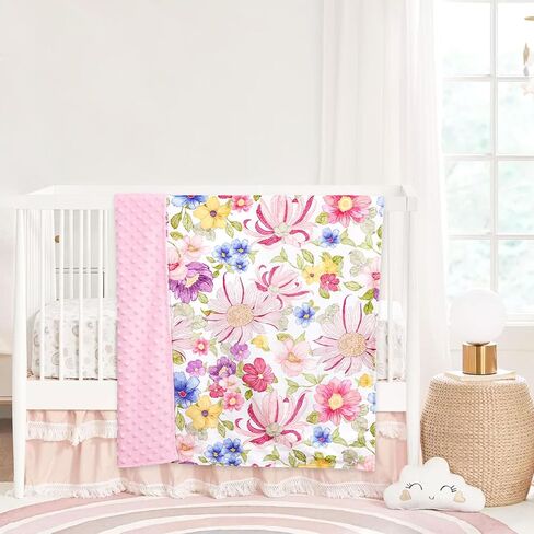 DAYEEBALL بطانيات الأطفال للفتيات والفتيان، بطانية طفل صغير مع طبقة مزدوجة منقط لدعم طفل حديث الولادة، 30x40 بوصة الأرجواني الأزهار بطانية سرير الطفل للحضانة، مقعد سيارة الطفل، والحيوانات الأليفة in Kuwait