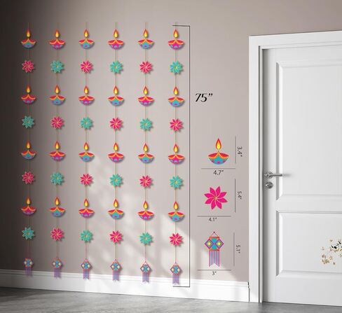 ديكورات ديوالي من إندوتريب للمنزل، 6 قطع من الزخارف الورقية المعلقة لديوالي، ديكور الباب الأمامي، ديكور خلفية ديوالي، لافتة ديوالي السعيدة، خلفيات ديوالي للجدار، ديكور ديوالي، ديكور ديوالي in Kuwait