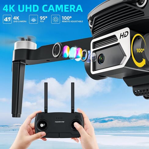 طائرات بدون طيار HANNVIW H220 GPS مع كاميرا للبالغين 4K، أقل من 249 جرام، طائرة بدون طيار لنقل الفيديو طويلة المدى 5G، RC كوادكوبتر مع محرك بدون فرش، عودة تلقائية إلى المنزل، اتبعني، للمبتدئين in Kuwait