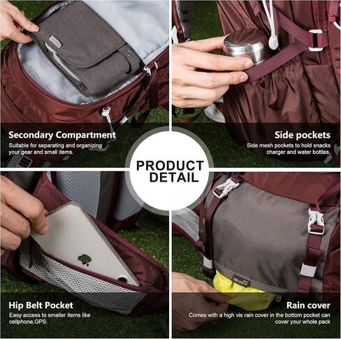 MOUNTAINTOP 40L Hiking Backpack for Women Outdoor Backpack with Rain Cover for Camping,Cycling and Traveling in Saudi Arabia