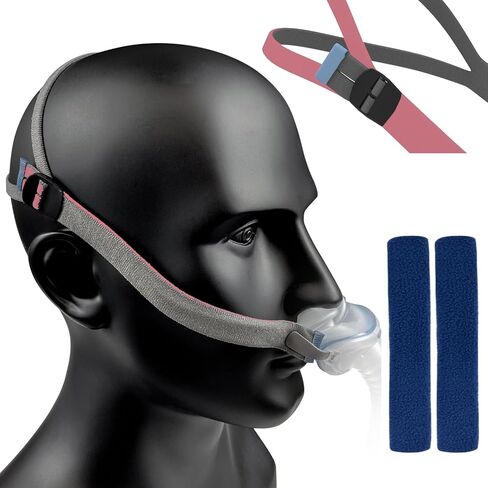 ترقية Airsense 10 11 أغطية الرأس مع أغطية الأشرطة Airfit P10 CPAP أشرطة أغطية الرأس الأنفية مشبك متكامل قابل للتعديل بالكامل مناسب لـ Resmed Airfit P10 N30 Airsense 10 11 قناع وسادة الأنف 2 حزمة - وردي in Saudi Arabia
