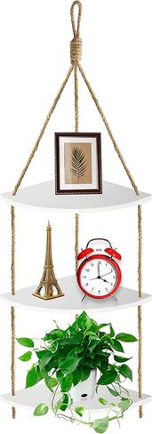 Tirzah 3-Tier Hanging Wall Corner Shelf Farmhouse Home Decor Shelf White in Kuwait