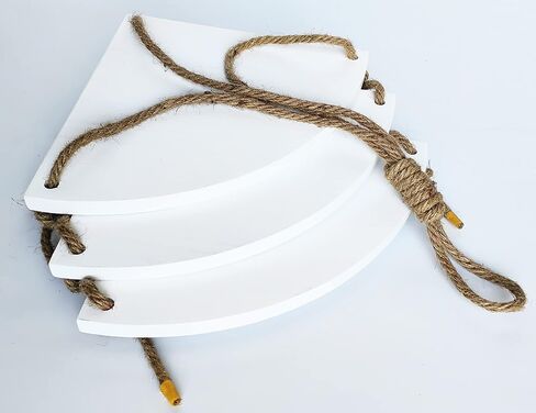 Tirzah 3-Tier Hanging Wall Corner Shelf Farmhouse Home Decor Shelf White in Kuwait