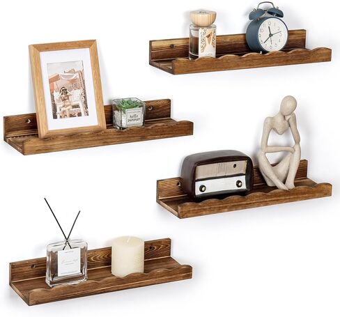 رف رف للصور من Fun Memories للجدار، مجموعة أرفف كتب الحضانة من خشب الصنوبر مقاس 24 بوصة مكونة من 2 - أرفف كتب جدارية لغرفة الأطفال، ديكور المنزل - توابل المطبخ - طبيعية in Kuwait