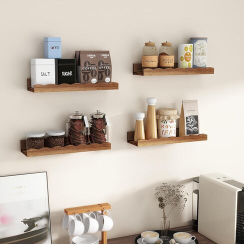 رف رف للصور من Fun Memories للجدار، مجموعة أرفف كتب الحضانة من خشب الصنوبر مقاس 24 بوصة مكونة من 2 - أرفف كتب جدارية لغرفة الأطفال، ديكور المنزل - توابل المطبخ - طبيعية in Kuwait