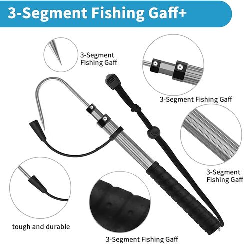 SAN LIKE Telescopic Fishing Gaff,Aluminum/Fiberglass Pole with Nonslip Handle,Stainless Steel Hook with M8 Screw, Fish Gaff can Float When Extending in Saudi Arabia