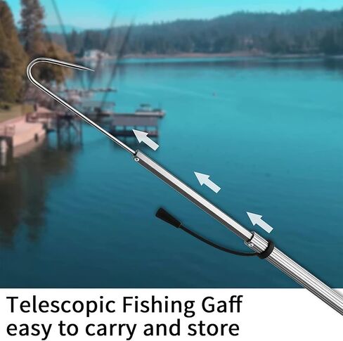 SAN LIKE Telescopic Fishing Gaff,Aluminum/Fiberglass Pole with Nonslip Handle,Stainless Steel Hook with M8 Screw, Fish Gaff can Float When Extending in Saudi Arabia