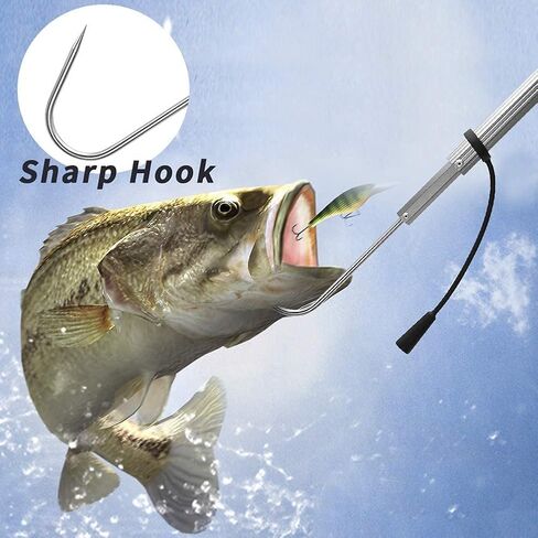 SAN LIKE Telescopic Fishing Gaff,Aluminum/Fiberglass Pole with Nonslip Handle,Stainless Steel Hook with M8 Screw, Fish Gaff can Float When Extending in Saudi Arabia