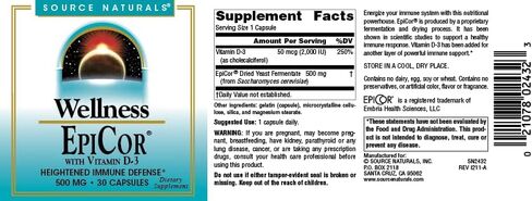 Source Naturals Wellness EpiCor with Vitamin D-3 for Heightened Immune Defense* - 30 Capsules in Saudi Arabia