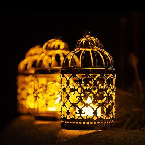 Decorative Candle Lanterns,Small Metal Birdcage Candle Holders,Hanging Tealight, Vintage Centerpieces for Wedding & Party in Kuwait