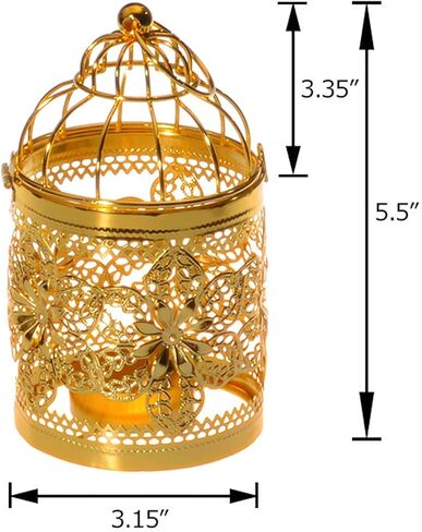 Decorative Candle Lanterns,Small Metal Birdcage Candle Holders,Hanging Tealight, Vintage Centerpieces for Wedding & Party in Kuwait