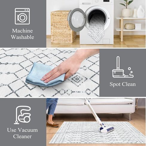 سجاد عداء anidaroel للممر 2x6، سجاد مغربي قابل للغسل غير قابل للانزلاق عداء سجادة المطبخ مع دعم مطاطي، سجادة ناعمة منخفضة الوبر لغرفة النوم، سجادة داخلية لغرفة الغسيل في المدخل in Kuwait