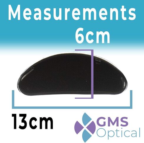 GMS Optical® Premium Silicone 3M Adhesive Half Moon Nose Pads 13mm x 6mm - Ideal for Smaller Frames (5 Pair) (Black) in Kuwait
