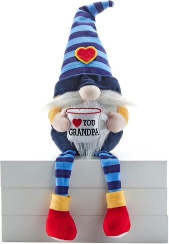 Hug Feel The Love - Dad Gnome Shelf Sitter - هدية للجد، ديكور منزلي جنوم كبير من القطيفة، زخرفة جنوم سويدية، أمنيات جنوم، تمثال هدية جنوم، دمية قطيفة مقاس 22 بوصة - أحبك جدي in Kuwait