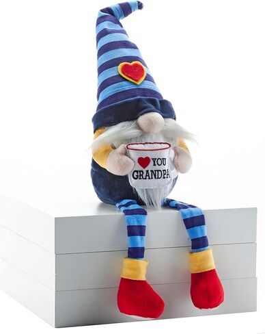 Hug Feel The Love - Dad Gnome Shelf Sitter - هدية للجد، ديكور منزلي جنوم كبير من القطيفة، زخرفة جنوم سويدية، أمنيات جنوم، تمثال هدية جنوم، دمية قطيفة مقاس 22 بوصة - أحبك جدي in Kuwait