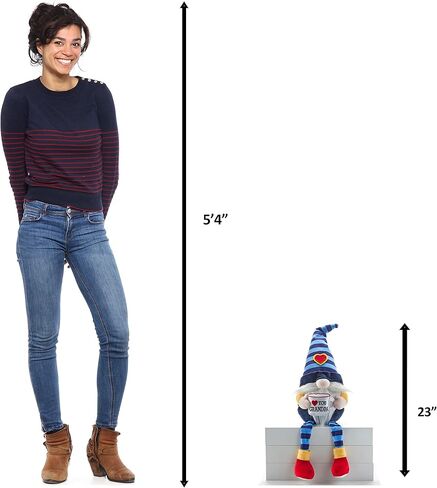 Hug Feel The Love - Dad Gnome Shelf Sitter - هدية للجد، ديكور منزلي جنوم كبير من القطيفة، زخرفة جنوم سويدية، أمنيات جنوم، تمثال هدية جنوم، دمية قطيفة مقاس 22 بوصة - أحبك جدي in Kuwait