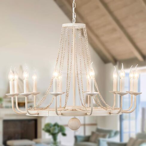 Psyverii 12-Light Candle Style Black Wagon Wheel الثريا، الرجعية مزرعة البلد نمط الصناعية الكبيرة جولة قلادة ضوء لاعبا اساسيا لغرفة المعيشة، غرفة الطعام، بهو، مدخل in Kuwait