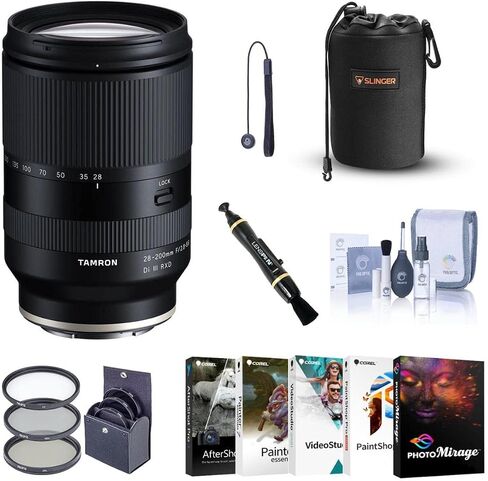 Tamron 28-200mm f/2.8-5.6 Di III RXD Lens for Sony E, Bundle with ProOptic 67mm Filter Kit, PC Software Kit, Cleaning Kit, Lens Cap Tether, Lens Cleaner in Saudi Arabia