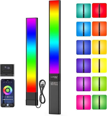 الرئيس التنفيذي ل لوكس عصا اضاءة فيديو LED مع تحكم عن طريق التطبيق، شاشة LCD، الوان كاملة 2500-6500 كلفن، ضوء تصوير احترافي CRI≥95 مع بطارية قابلة لاعادة الشحن 10000mAh، ضوء ملون محمول باليد in Kuwait