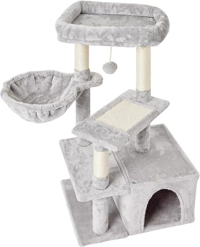 MIAO PAW 14Cat Tree Tower for Indoor Cats - Condo with Sisal Scratching Posts，Jump Platform Cat Furniture Activity Center Play House Bed Grey in Kuwait