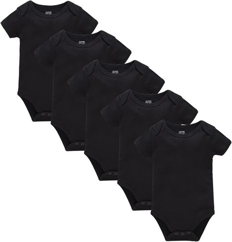 kavkas Short Sleeve Baby Bodysuit Cotton Newborn Clothes Solid Color One Piece Undershirt 5 Pack 0-24 Months in Kuwait