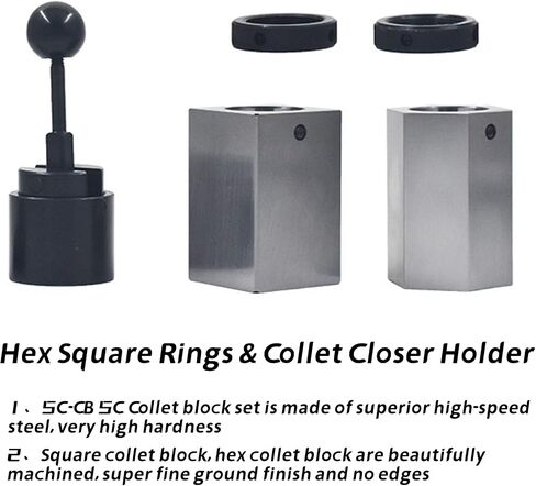 LiGuVCY 5C Collet Block Set Hex Square Rings & Collet Closer Holder, 5C-CB Collet Block Set Hex Collet Block Square Collet Block and Collet Closer for Milling Machines Lathes in Saudi Arabia