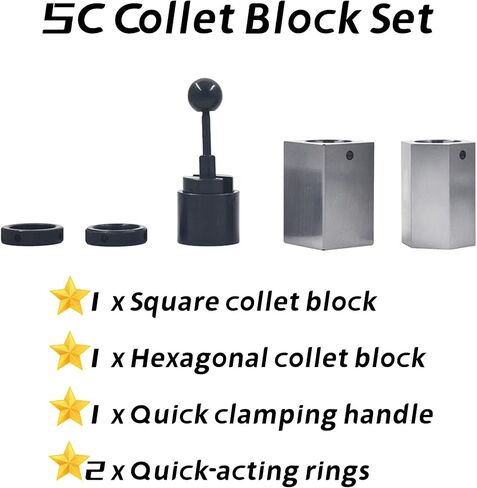 LiGuVCY 5C Collet Block Set Hex Square Rings & Collet Closer Holder, 5C-CB Collet Block Set Hex Collet Block Square Collet Block and Collet Closer for Milling Machines Lathes in Saudi Arabia
