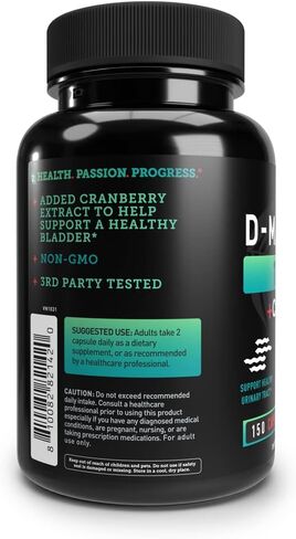 فيلا د-مانوز مع مستخلص التوت البري لصحة المثانة والمسالك البولية* | 1300 مجم لكل جرعة، 150 كبسولة | لا يحتوي على كائنات معدلة وراثيًا، تم اختباره بواسطة طرف ثالث | تنظيف المثانة* in Kuwait