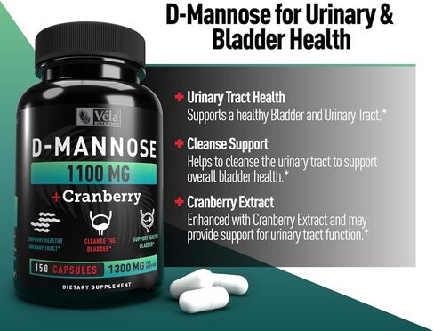 فيلا د-مانوز مع مستخلص التوت البري لصحة المثانة والمسالك البولية* | 1300 مجم لكل جرعة، 150 كبسولة | لا يحتوي على كائنات معدلة وراثيًا، تم اختباره بواسطة طرف ثالث | تنظيف المثانة* in Kuwait