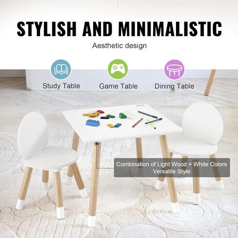 VEVOR Kids Table and 2 Chairs Set, Toddler Table and Chair Set, Children Multi-Activity Table for Art, Craft, Reading, Learning in Kuwait