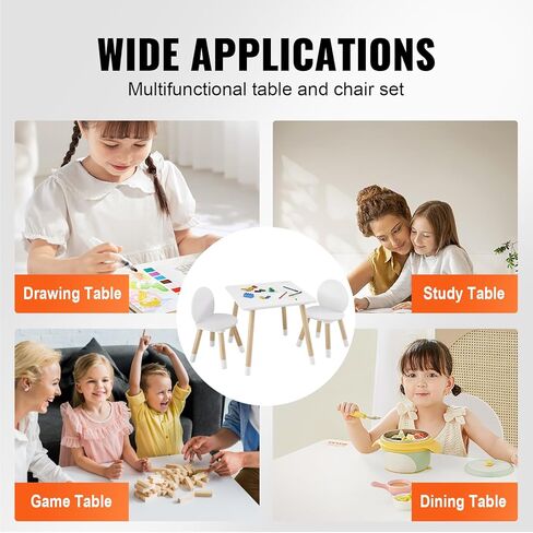 VEVOR Kids Table and 2 Chairs Set, Toddler Table and Chair Set, Children Multi-Activity Table for Art, Craft, Reading, Learning in Kuwait