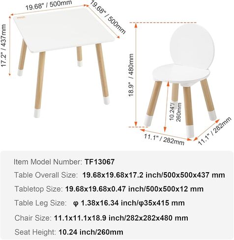 VEVOR Kids Table and 2 Chairs Set, Toddler Table and Chair Set, Children Multi-Activity Table for Art, Craft, Reading, Learning in Kuwait