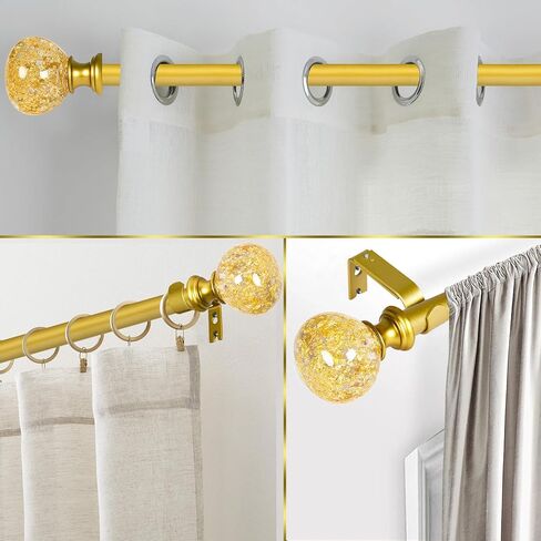 قضبان ستائر فضية من EQUURROY للنوافذ من 36 إلى 72 بوصة (3-6 أقدام)، وقطر 1 بوصة، وقضيب ستارة عالي التحمل قابل للتعديل، ونهايات نهائية من الراتنج الشفاف in Kuwait