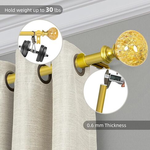 قضبان ستائر فضية من EQUURROY للنوافذ من 36 إلى 72 بوصة (3-6 أقدام)، وقطر 1 بوصة، وقضيب ستارة عالي التحمل قابل للتعديل، ونهايات نهائية من الراتنج الشفاف in Kuwait