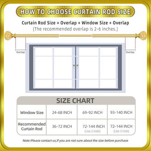 قضبان ستائر فضية من EQUURROY للنوافذ من 36 إلى 72 بوصة (3-6 أقدام)، وقطر 1 بوصة، وقضيب ستارة عالي التحمل قابل للتعديل، ونهايات نهائية من الراتنج الشفاف in Kuwait