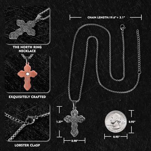 قلادة متقاطعة من النحاس النقي من ذا نورث رينج للرجال والنساء، علاج مغناطيسي لتخفيف التهاب المفاصل والنفق الرسغي والصداع النصفي والعمود الفقري العنقي in Kuwait