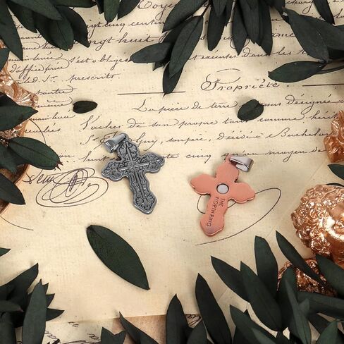 قلادة متقاطعة من النحاس النقي من ذا نورث رينج للرجال والنساء، علاج مغناطيسي لتخفيف التهاب المفاصل والنفق الرسغي والصداع النصفي والعمود الفقري العنقي in Kuwait