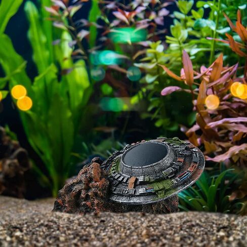 Mairuker Aquarium Decorations Resin UFO Fish Tank Accessories for Fish Tank Micro Flying Saucer Creative Decor Reptile Box Landscaping Ornament in Saudi Arabia