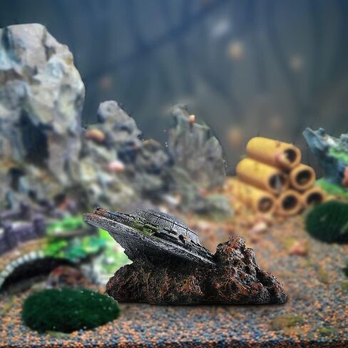 Mairuker Aquarium Decorations Resin UFO Fish Tank Accessories for Fish Tank Micro Flying Saucer Creative Decor Reptile Box Landscaping Ornament in Saudi Arabia
