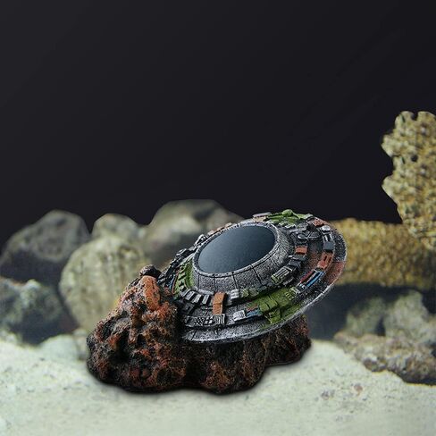 Mairuker Aquarium Decorations Resin UFO Fish Tank Accessories for Fish Tank Micro Flying Saucer Creative Decor Reptile Box Landscaping Ornament in Saudi Arabia