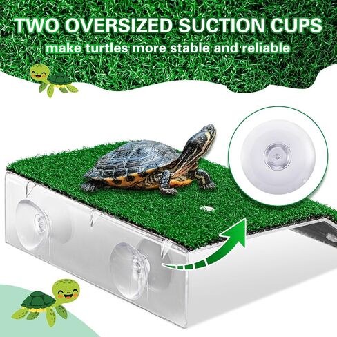 Syhood 2 Pcs Lawn Turtle Basking Platform Tortoise Ramp Simulation Grass Reptile Ramp Tortoise Climbing Ladder Floating Resting Terrace for Fish Tank Frog Terrapin Aquarium Accessories Decor, 2 Sizes in Saudi Arabia