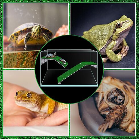 Syhood 2 Pcs Lawn Turtle Basking Platform Tortoise Ramp Simulation Grass Reptile Ramp Tortoise Climbing Ladder Floating Resting Terrace for Fish Tank Frog Terrapin Aquarium Accessories Decor, 2 Sizes in Saudi Arabia