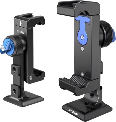 rubesee Phone Tripod Mount, Metal Cell Phone Tripod Mount with 3 Cold Shoes, 360° Smartphone Tripod Adapter with Arca Port, Universal Tripod Phone Mount for iPhone & Android in Saudi Arabia