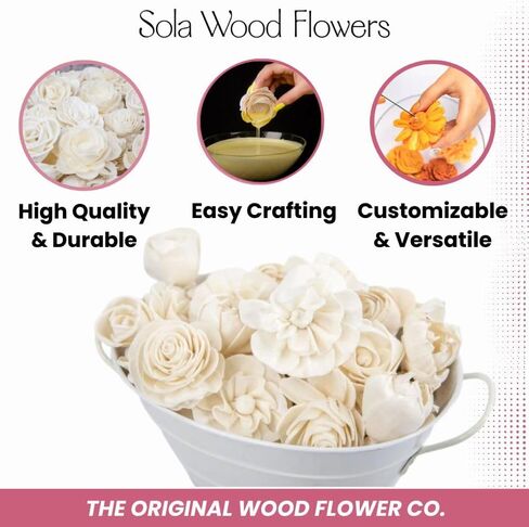 Sola Wood Flowers Mini Random Assortment (No Bark) - 50 pcs, Artificial Flowers for Decoration, Flower Bouquets, Centerpieces, DIY Home Decor and Craft Supplies in Kuwait