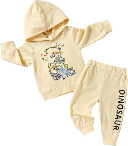 مامامي طفل رضيع ديناصور طباعة كم طويل هوديي البلوز بلايز جرزاية السراويل الخريف الشتاء الملابس 2 قطعة وتتسابق in Kuwait