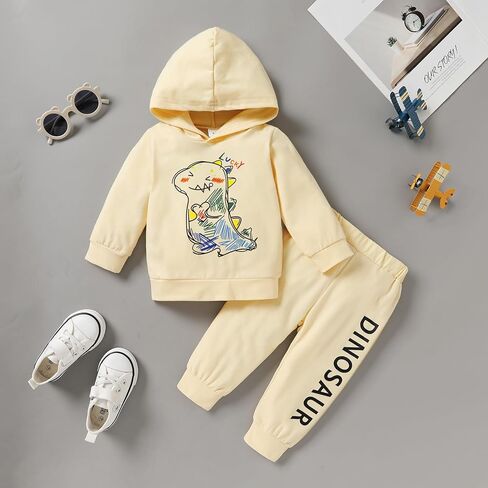 مامامي طفل رضيع ديناصور طباعة كم طويل هوديي البلوز بلايز جرزاية السراويل الخريف الشتاء الملابس 2 قطعة وتتسابق in Kuwait