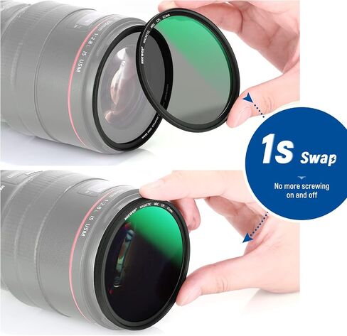 NEEWER 82mm 4-in-1 Magnetic Lens Filter Kit, Includes Neutral Density ND1000+MCUV+CPL+Adapter Ring with 42-Layer Coating/Ultra Slim/Waterproof/Scratch Resistant HD Optical Glass&Water-Resistant Pouch in Saudi Arabia
