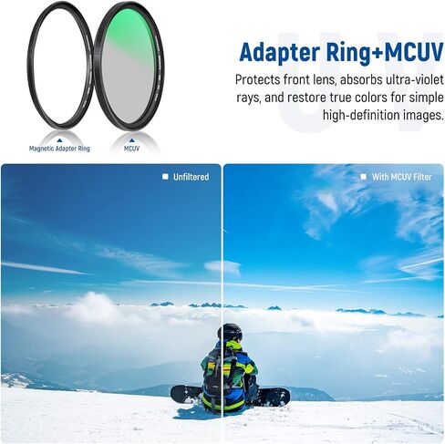 NEEWER 82mm 4-in-1 Magnetic Lens Filter Kit, Includes Neutral Density ND1000+MCUV+CPL+Adapter Ring with 42-Layer Coating/Ultra Slim/Waterproof/Scratch Resistant HD Optical Glass&Water-Resistant Pouch in Saudi Arabia